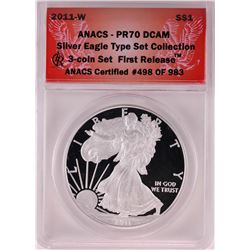 2011-W $1 Proof American Silver Eagle Coin ANACS PR70DCAM First Release