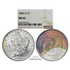 Image 1 : 1884-O $1 Morgan Silver Dollar Coin NGC MS62 Amazing Toning