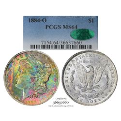 1884-O $1 Morgan Silver Dollar Coin PCGS MS64 CAC Amazing Toning