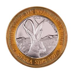 .999 Silver Sierra Sid's Sparks, Nevada $10 Casino Limited Edition Gaming Token