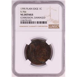 1795 Plain Edge S-76b Liberty Cap Large Cent Coin NGC VG Details