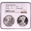 Image 1 : 1995 $1 American Silver Eagle Coin Set NGC MS69/PF69 Ultra Cameo