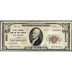 1929 $10 National Bank and Trust Co. La Salle, IL CH# 2503 National Currency Note