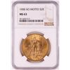 Image 1 : 1908 No Motto $20 St. Gaudens Double Eagle Gold Coin NGC MS63