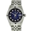 Image 1 : Rolex Men's Stainless Steel Blue Vignette Diamond & Sapphire Datejust Wristwatch