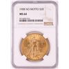 Image 1 : 1908 No Motto $20 St. Gaudens Double Eagle Gold Coin NGC MS64
