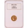 Image 1 : 1925-D $2 1/2 Indian Head Quarter Eagle Gold Coin NGC MS60