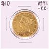 Image 1 : 1891-CC $10 Liberty Head Eagle Gold Coin
