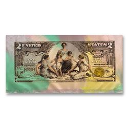 Steve Kaufman "1896 $2.00 Silver Certificate" Limited Edition Mixed Media On Canvas
