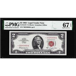 1963 $2 Legal Tender STAR Note Fr.1513* PMG Superb Gem Uncirculated 67EPQ