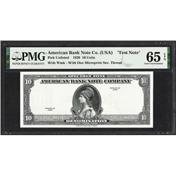 1929 10 Unit American Bank Note Co. "Test Note" PMG Gem Uncirculated 65EPQ