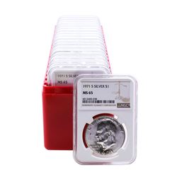 Lot of (20) 1971-S Eisenhower Silver Dollar Coins NGC MS65