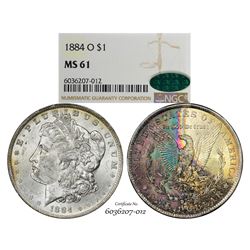 1884-O $1 Morgan Silver Dollar Coin NGC MS61 CAC Great Toning