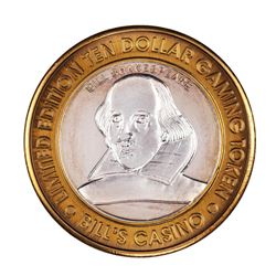 .999 Silver Bill's Casino Lake Tahoe, Nevada $10 Casino Gaming Token Limited Edition