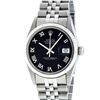 Image 2 : Rolex Men's Stainless Steel Black Roman Datejust 36MM Wristwatch Datejust