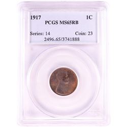 1917 Lincoln Wheat Cent Coin PCGS MS65RB