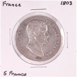 1803 France 5 Francs Silver Coin