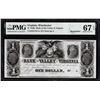 Image 1 : 1840's $1 Bank of the Valley in Virginia Obsolete Note PMG Superb Gem Unc. 67EPQ
