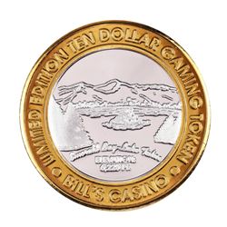 .999 Silver Bill's Casino Lake Tahoe, Nevada $10 Casino Gaming Token Limited Edition
