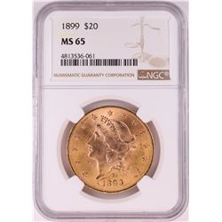 1899 $20 Liberty Head Double Eagle Gold Coin NGC MS65