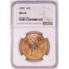 Image 1 : 1899 $20 Liberty Head Double Eagle Gold Coin NGC MS65