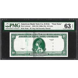 1929 10 Unit American Bank Note Co. "Test Note" PMG Choice Uncirculated 63EPQ