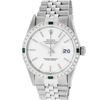Image 2 : Rolex Men's Stainless Steel Silver Index Diamond 36MM Datejust Wristwatch