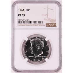 1964 Proof Kennedy Half Dollar Coin NGC PF69