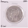 Image 1 : 1880 Romania 5 Lei Silver Coin
