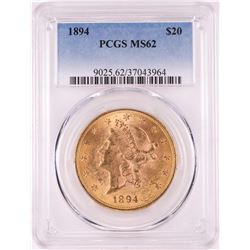 1894 $20 Liberty Head Double Eagle Gold Coin PCGS MS62