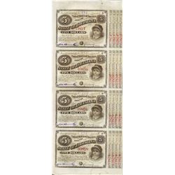 Uncut Sheet of (4) State of Louisiana Baby Bond Obsolete Notes