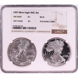 1997 $1 American Silver Eagle Coin Set NGC MS69/PF69 Ultra Cameo
