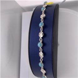925 Sterling Silver Larimar Bracelet With Sand Dollar.