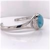 Image 2 : 925 Sterling Silver Larimar Bangle With Cubic Zirconia & Filigree