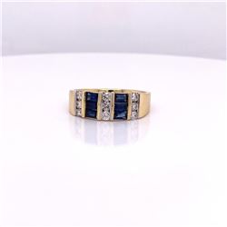 14Kt Gold. 1.10 Tcw Natural Sapphires & Diamonds.