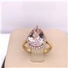 Image 1 : 14Kt Gold. 4.15 TCW of Natural Kunzite & Diamonds Ring.