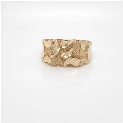14Kt Solid Yellow Gold Nugget Ring.