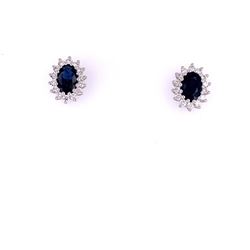 2.96cts Natural Diamond  & Saphire Earring