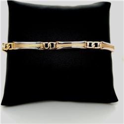 14Kt Solid Two Tone Men"s Gold Bracelet
