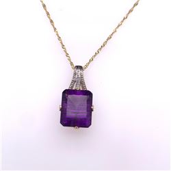14Kt Gold 7.50Ct Emerald Cut Amethyst Pendant.