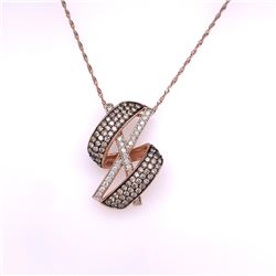 14Kt Gold 1.25 Tcw Choco Diamond & Natural White Diamonds Pendant.