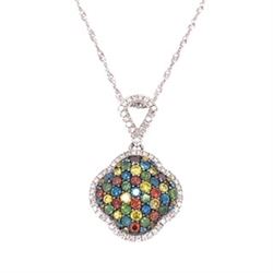 14Kt Gold With 1.00Ct Multi Color Natural Diamonds Pendant.