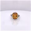 Image 2 : 14Kt Gold 3.90 Tcw Multi Faceted Citrene & Natural Diamonds Ring.