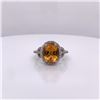 Image 1 : 14Kt Gold 5.40 Tcw Oval Citrene & Natural Diamonds Ring.