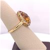 Image 3 : 14Kt Gold 7.33 Tcw Multi Faceted Pear Shaped Citrene & Natural Diamonds Ring.