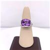 Image 1 : 14Kt Gold 7.62 Tcw Multi Faceted Amethyst & Natural Diamonds Ring.