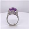Image 3 : 14Kt Gold 7.62 Tcw Multi Faceted Amethyst & Natural Diamonds Ring.