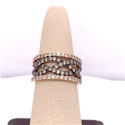 14Kt Gold 1.57 Tcw Choco & White Natural Diamonds Ring.