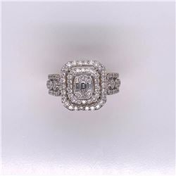 14Kt Gold 1.15 Tcw Natural Round, Emerald Cut & Princess Cut Diamonds Ring.