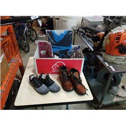 Box of new water shoes, boots and shirts  - boots size 39, shoes size 43